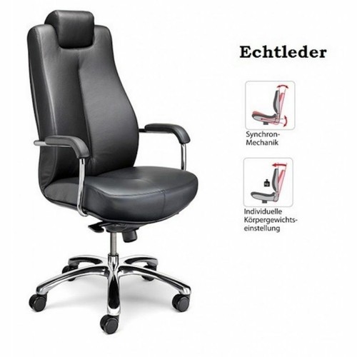 Bürostuhl echt leder schwarz - bürostuhl,